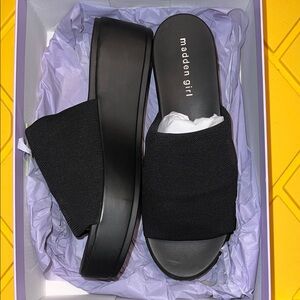 Y2K Madden Girl Sleek Black Platform Slides